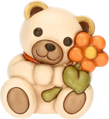 Produktbild von Thun Teddy mit Blume aus Keramik Primavera da vivere, mittel 9,8 x 8,7 x 10,5 cm h F3356H90 Neuheit 2024