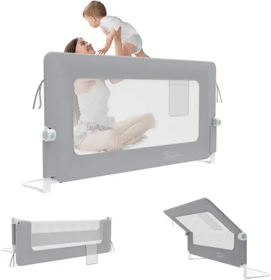 Produktbild von Bettgitter 200 cm für Kleinkinder, klappbar und höhenverstellbar, grau