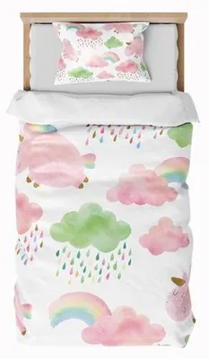 Obrázek produktu pro Ibenzoa® dětská sada povlečení 135 x 200 cm – prodyšná mikrovlákna, motiv duhy, včetně povlaku na polštář 80x80 cm, skrytý zip, zapínání na patentky v rozích