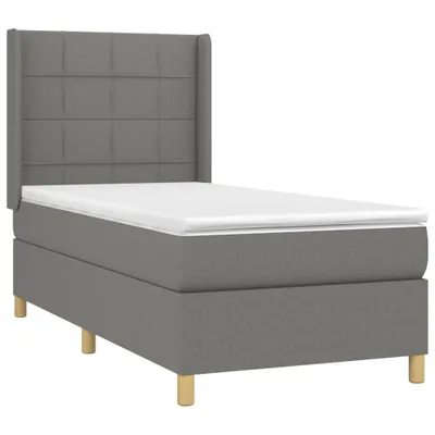 Immagine prodotto di vidaXL Letto a molle con materasso grigio scuro 90x200 cm in tessuto