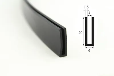 Produktbild von V13 Fassungsprofil 20x6 mm Fassungsbereich 3 mm Kantenschutz EPDM Gummiprofil Gummidichtung