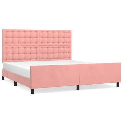 Produktbild von Bettgestell mit Kopfteil Rosa 160x200 cm Samt