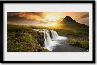 Produktbild von Bild 60x40 MDF-Rahmen Wandkunst Berg Wasserfall Natur