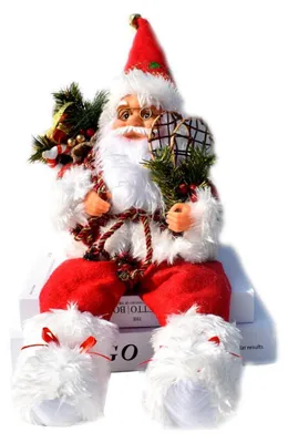 Productafbeelding van Kerstdecoratie voor de etalage: Zittende kerstman-pop, raamdecoratie, versiering