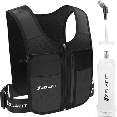 Produktbild von Famanu Laufweste mit Wasserflasche und Handytasche - Wasserdicht, Leicht und Verstellbar