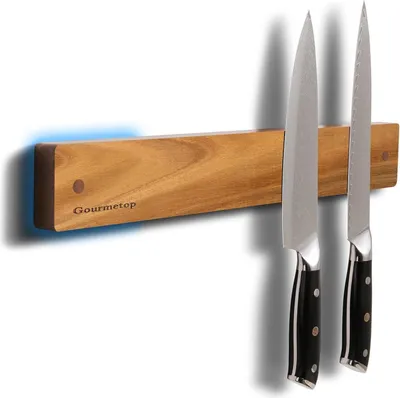 Produktbild von Magnetischer Messerhalter für die Wand 42 cm ohne Bohren - Holz-Magnet-Messerleiste für Kühlschrank