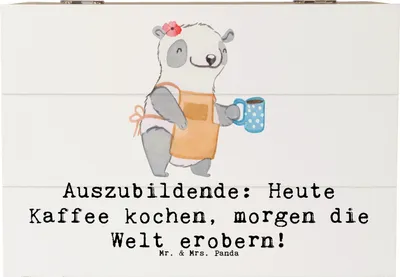 Produktbild von Mr. & Mrs. Panda Truhe Auszubildender Abenteuer 22 x 15 cm - Weiß - Geschenk, Berufe, Motivation, Kiste, Berufsalltag, Wertschätzung, besonderer Moment, Träume, Schatulle