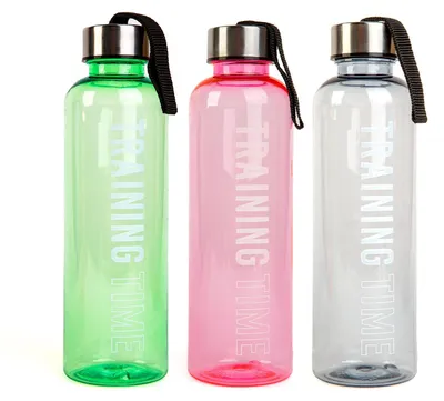 Imagen del producto de Botella deportiva de plástico, transparente, de 550 ml, disponible en 3 colores