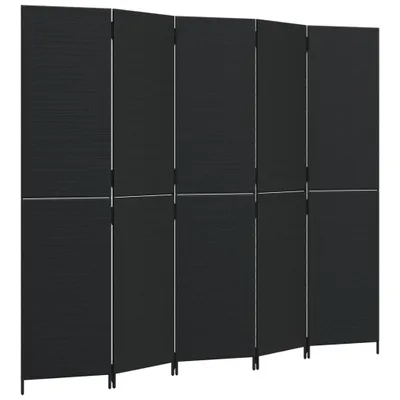 Produktbild von vidaXL Paravent 5-tlg. Schwarz Poly Rattan