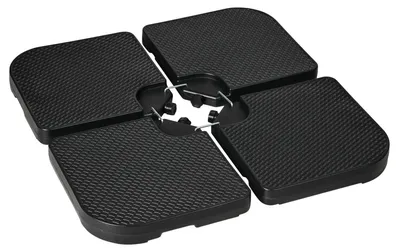 Produktbild von Sonnenschirmständer - 4-teilige befüllbare Schirmplatten-Basis - Wasser 59 kg - Sand 80 kg - Schwarz