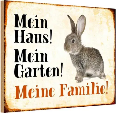 Produktbild von vianmo Holzschild 12x18 cm Tiere Hase mein Haus Garten Familie Tier Haustier