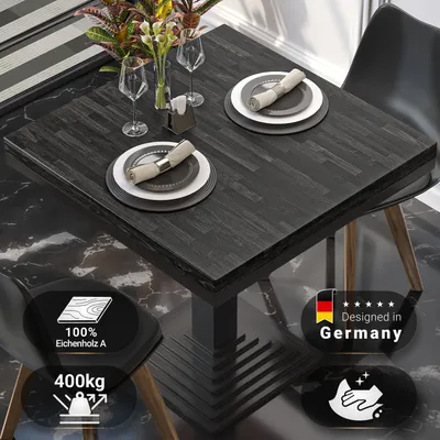 Produktbild von MASSIV STEEL | Bistro Massiv Tischplatte | 60x60cm | Wenge - Schwarz | Gastro Massiv Tischplatte