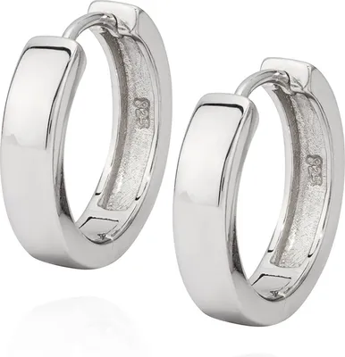 Produktbild von Paar klassische Klappcreolen 925 Silber Creolen vierkant 18mm zeitlose Ohrringe
