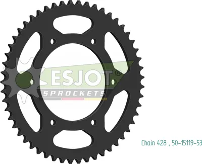 Produktbild von Schwarzes ESJOT Zahnrad Pitch 428 53 Zähne Innendurchmesser 104 mm