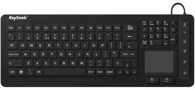 Produktbild von KeySonic KSK-6231INEL Tastatur - Kabel Konnektivität - USB 2.0 Schnittstelle - TouchPad - Französisch - Schwarz - Gummikuppel Keyswitch - 98 Taste(n) - PC