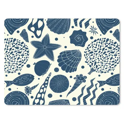 Produktbild von MuchoWow® Mauspad Mousepad Muscheln - Strand - Blau - Muster 40x30 cm - Mousepads - Maus Mat - Pad - Mausunterlage - Anti Rutsch