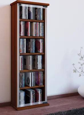 Produktbild von VCM CD Regal Holz | CD Schrank mit ESG-Sicherheitsglastüren für 204 CDs oder 72 DVDs | Maße: H. 92 x B. 31 x T. 18 cm | Blu ray Regal | CD Regal - Classic