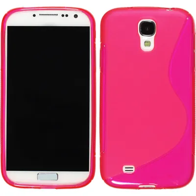 A product shot of a pink phone case and a white smartphone.