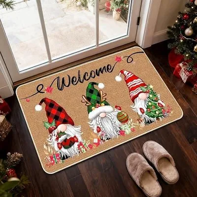 Zdjęcie produktu dla Wycieraczka świąteczna krasnale 40X60 cm antypoślizgowa filcowa