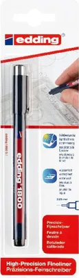 Produktbild von edding 1800 Präzisionsfeinschreiber - schwarz - 1 Stift - Linienbreite 0,25 mm - Fineliner zum präzisen Schreiben und Skizzieren - feine, metallgefasste Spitze - Lineal- und schablonengeeignet
