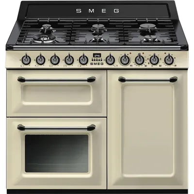 Productafbeelding van Smeg TR103P, vrijstaand fornuis, crème kleur, knoppen, roestvrij staal, bediening aan de rechter-/linkerkant, metaal