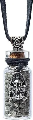 Immagine prodotto di Bottiglia regalo in vetro su accordo con pirite e rana Feng Shui - set da 5 pezzi - 3,6 cm
