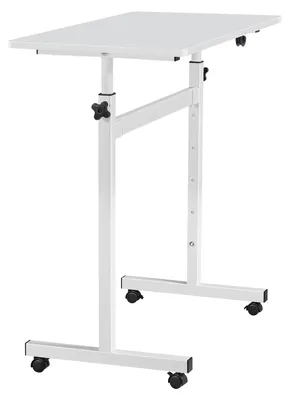 Produktbild von SucceBuy H?henverstellbarer Schreibtisch 700-1115 mm, Belastbarkeit 25 kg, Computertisch mit 810 x 410 mm Tischplatte, Bš¹rotisch mit Rollen und Haken, Steh-Sitz-Tisch fš¹r Homeoffice und Arbeitszimmer