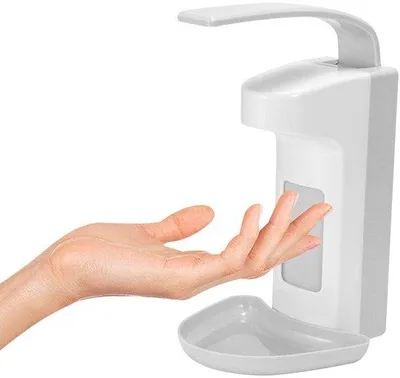 Productafbeelding van Ibenzoa® Wandmontabele zeepdispenser met elleboogbediening, 500 ml, ABS – ruimtebesparend, geschikt voor badkamer, keuken, kantoor en hotel, voor vloeibare zeep/desinfectiemiddel