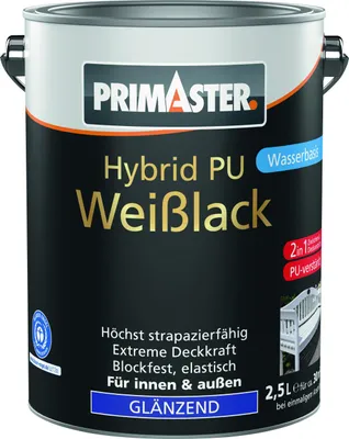 Produktbild von Primaster Hybrid PolyurethanWeißlack weiß glänzend 2,5 L