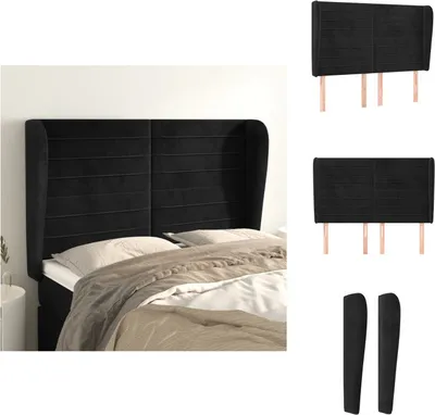 Produktbild von vidaXL Kopfteil mit Ohren Schwarz 147x23x118/128 cm Samt -  Kopf- & Fußenden