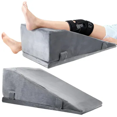 Immagine prodotto di Cuscino per il sollevamento delle gambe - Cuscino triangolare a cuneo - Memory foam - Supporto ortopedico per gambe e schiena - Contro il russare - Grigio scuro