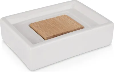 Produktbild von Dolomitholz Seifenschale mit Bambuselement 11x8x3 cm