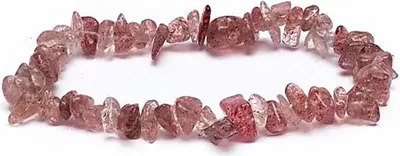 Productafbeelding van Armband Aardbeienkwarts Chips Elastisch --verpakking van 5 stuks - ±0,7 Cm