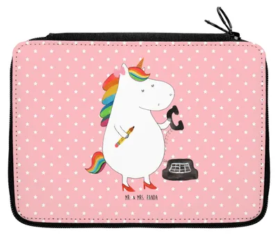 Produktbild von Mr. & Mrs. Panda Schüleretui Einhorn Sekretärin - Rot Pastell - Geschenk, Schlamper, Federmäppchen, Schulmäppchen, Mäppchen, Federtasche, Büro, Einhörner, Rechtsanwältin