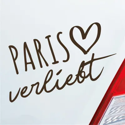 Produktbild von Auto Aufkleber Paris verliebt Herz Stadt Heimat Liebe Car 19x10 cm Braun Sticker Heckscheibenaufkleber