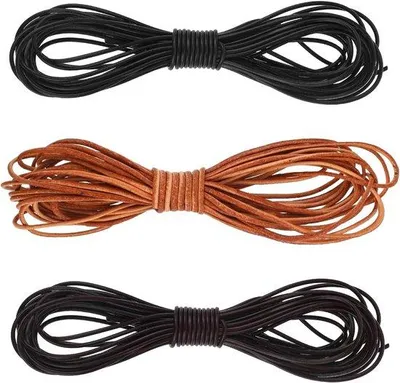 Immagine prodotto di Cordoncino in pelle 5 m x 15 mm nero tondo per il fai da te