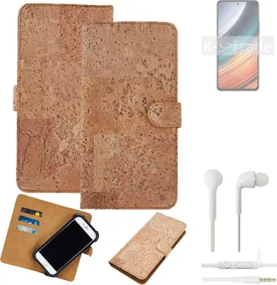 Produktbild von K-S-Trade Hülle kompatibel mit Xiaomi Redmi K40S + in ear Kopfhörer Kork Handyhülle Cover  Schutzhülle TPU Case Bumper in Hellbraun, (1x)