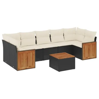 Produktbild von 8-tlg. Garten-Sofagarnitur mit Kissen Schwarz Poly Rattan