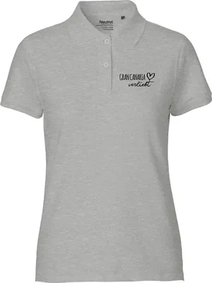 Produktbild von Huuraa Damen Polo Shirt Gran Canaria verliebt XL Sport Grey Bio Baumwolle Fairtrade Poloshirt Geschenkidee