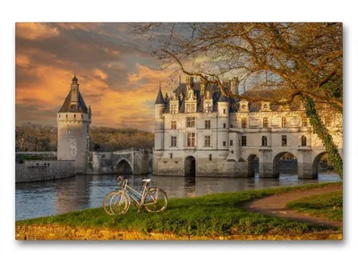 Produktbild von Premium Textil-Leinwand 90x60cm quer Schloss Chenonceau | Wandbild, HD-Bild auf Keilrahmen, Fertigbild auf hochwertigem Vlies, Leinwanddruck von Dirk Meutzner