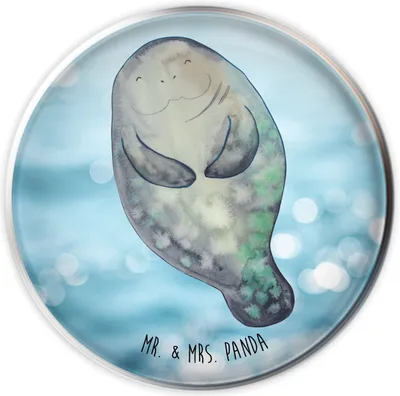 Produktbild von Mr. & Mrs. Panda waschbeckenstöpsel Seekuh Happy - Oceanblue - Geschenk, Liebeskummer, Neuanfang, Meer, Stöpsel, Waschbecken, stopfen, Abflussstopfen, Ablaufgarnitur