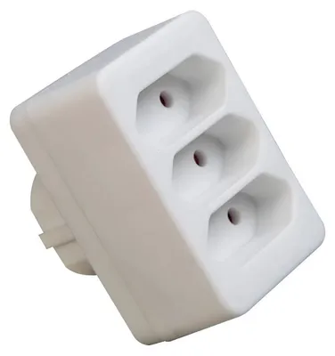 Image de Adaptateur multiprise 3 prises blanc - Adaptateur multiprise européen à 3 prises