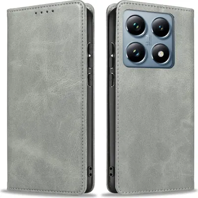 Produktbild von Handyhülle für Xiaomi 14T Pro Kunstleder Flip Cover Hülle Handytasche Case Kartenfach Farbe: Grau