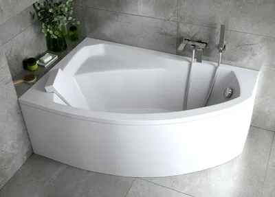 Image de Baignoire asymétrique - 130 x 85 cm - Gauche - sans Habillage - avec Pieds - Vidage Chrome - RIMA