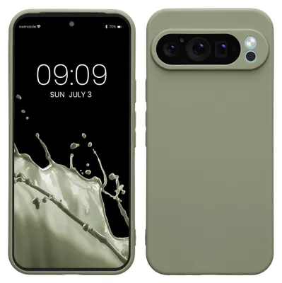 Produktbild von kwmobile Handyhülle für Google Pixel 9 Pro XL Hülle - weiches Handy Silikon Case - Schutzhülle Cover - Graugrün