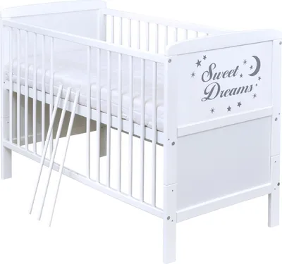 Produktbild von Baby-Delux Babybett Gitterbett Kinderbett Sweet Dreams 140x70 Beißschienen, höhenverstellbar weiß umbaubar