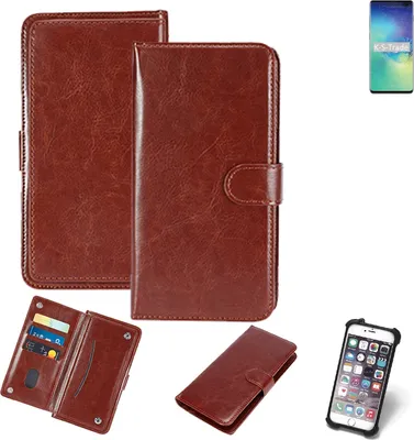 Produktbild von K-S-Trade 360° Hülle kompatibel mit Samsung Galaxy S10+ Exynos braun Kunstleder Case BookCase WalletCase Kunstlederederhülle Handyhülle,