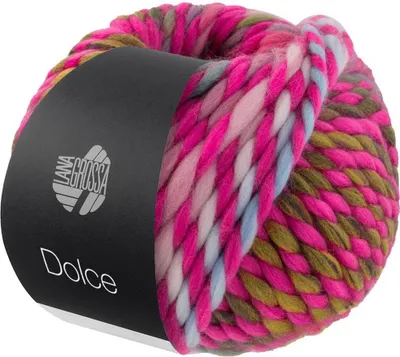 Produktbild von Lana Grossa DOLCE 100 g Dickes, locker verzwirnt Merino-Dochtgarn mit Mouliné-Effekt 50 m Farbe 005 - Pink/Rosa/Mintgrün/Oliv/Senf