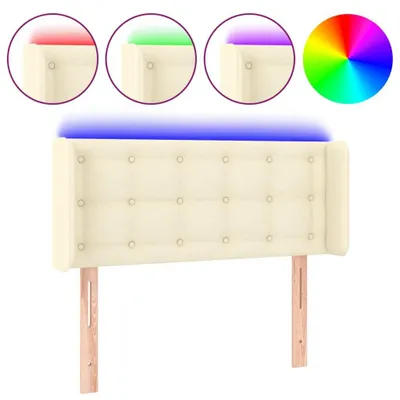 Zdjęcie produktu dla Zagłówek Do Łóżka Z Led, Kremowy, 93X16X78/88Cm, Sztuczna Skóra Lumarko!