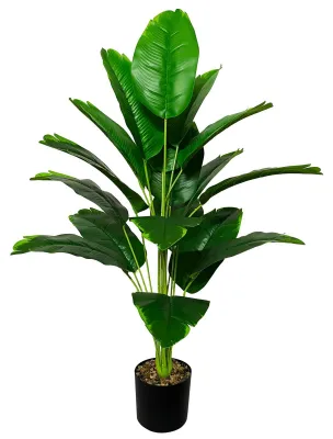 Image de Plantes artificielles telles qu'un palmier Areca réaliste, une plante artificielle en pot, un grand arbre artificiel pour l'intérieur et l'extérieur, décoration pour le salon, la chambre à coucher ou le bureau (bananier vert de 80 cm)